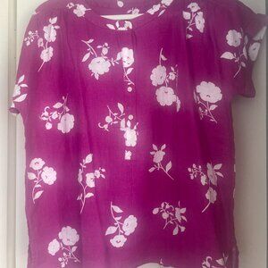 Ann Taylor Floral Print Cotton Linen blend shirt
